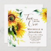 Invitation Deux deviendront un mariage chrétien tournesols (Devant / Derrière)