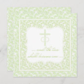 Invitation Deux Deviendront Un Mariage Chrétien Vert (Devant / Derrière)