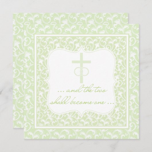 Invitation Deux Deviendront Un Mariage Chrétien Vert (Devant / Derrière)