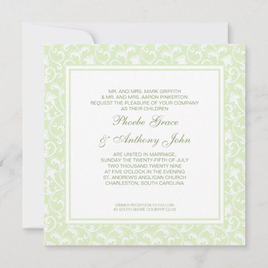 Invitation Deux Deviendront Un Mariage Chrétien Vert (Dos)