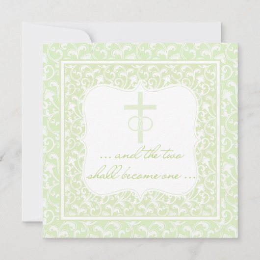 Invitation Deux Deviendront Un Mariage Chrétien Vert (Devant)