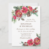 Invitation Deux deviennent un hiver Red Roses Mariage chrétie (Devant)