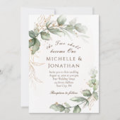 Invitation Deux deviennent un Mariage Floral de verdure (Devant)