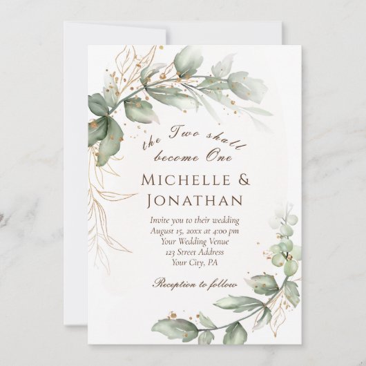 Invitation Deux deviennent un Mariage Floral de verdure (Devant)