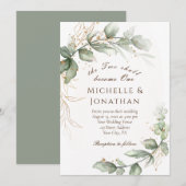 Invitation Deux deviennent un Mariage Floral de verdure (Devant / Derrière)
