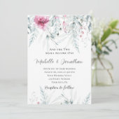 Invitation Deux deviennent un rose floral Bible Mariage chrét (Debout devant)