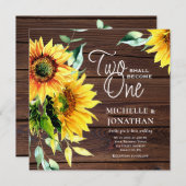 Invitation Deux deviennent un Sunflower Wood Mariage chrétien (Devant / Derrière)