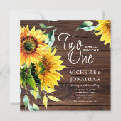 Invitation Deux deviennent un Sunflower Wood Mariage chrétien (Devant)