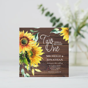 Invitation Deux deviennent un Sunflower Wood Mariage chrétien