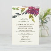 Invitation Deux deviennent un violet Mariage chrétien Floral (Debout devant)