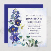 Invitation Deux deviennent un violet Mariage chrétien Floral (Devant / Derrière)