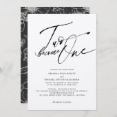 Invitation Deux deviennent une Calligraphie moderne noir et b (Devant / Derrière)