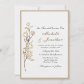 Invitation Deux deviennent une seule Fleurs d'or Mariage chré (Devant)
