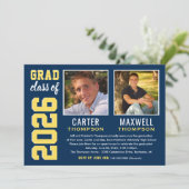 Invitation Deux diplômés Marine Jaune Parti de Graduation Pho (Debout devant)