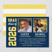Invitation Deux diplômés Marine Jaune Parti de Graduation Pho (Devant / Derrière)