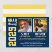 Invitation Deux diplômés Marine Jaune Parti de Graduation Pho (Devant / Derrière)
