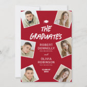 Invitation Deux diplômés Photo Red Joint Graduation (Devant)