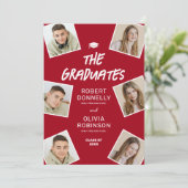 Invitation Deux diplômés Photo Red Joint Graduation (Debout devant)