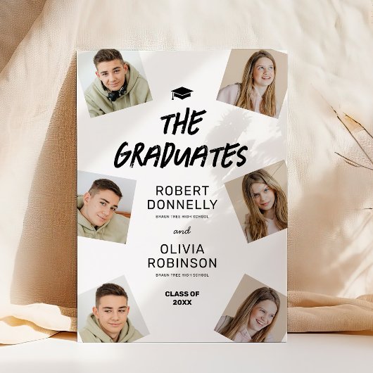 Invitation Deux diplômés Photo Remise conjointe des diplômes