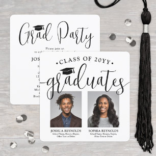 Invitation Deux diplômés Photos Double Graduation