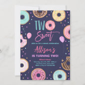 Invitation Deux douce fille d'aquarelle Donut deuxième annive (Devant)