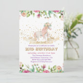 Invitation Deux douce licorne magique bébé fille 2e anniversa (Debout devant)
