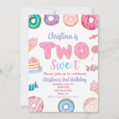 Invitation Deux douces 2e anniversaire pour bonbon de beigne (Devant)