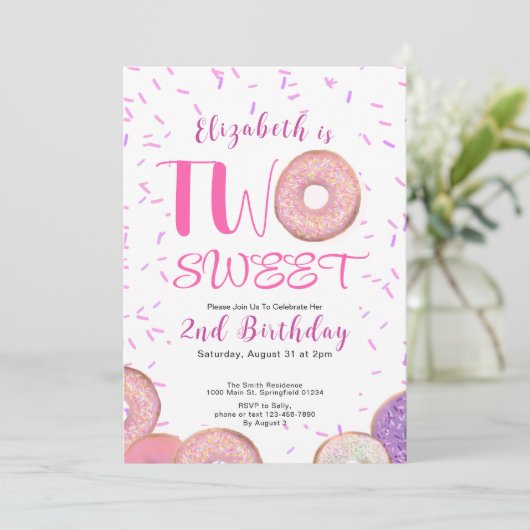 Invitation Deux douces 2e beigne rose (Debout devant)