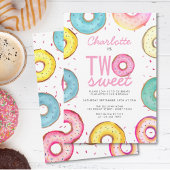 Invitation Deux douces aquarelles Donuts 2e anniversaire
