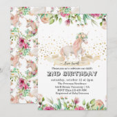 Invitation Deux douces créatures magiques Baby Girl 2e annive (Devant / Derrière)