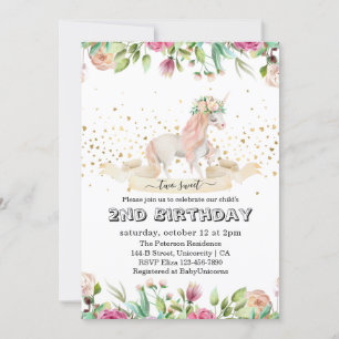 Invitation Deux douces créatures magiques Baby Girl 2e annive