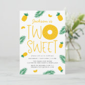 Invitation Deux Douces Fête d'anniversaire de 2 ans d'ananas (Debout devant)