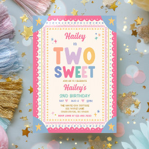 Invitation Deux Douces Fille Capricieuse Fête d'anniversaire 
