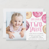 Invitation Deux douces | Photo Donut 2e anniversaire de la fê (Devant)