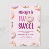Invitation Deux douceurs Doughnut fête d'anniversaire (Devant / Derrière)