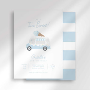 Invitation Deux douceurs pour le camion de glace d'anniversai