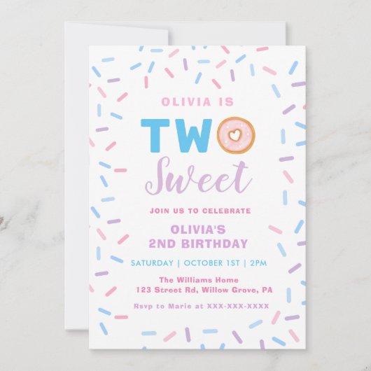 Invitation Deux doux 2e anniversaire (Devant)