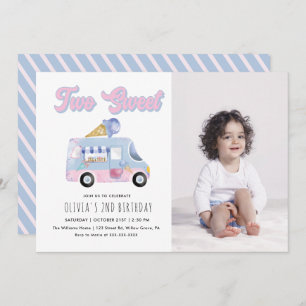 Invitation Deux doux 2e anniversaire de glace Cream Truck Inv