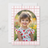 Invitation Deux doux 2e Bow Strawberry photo Anniversaire (Dos)