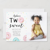 Invitation Deux doux 2ème Donut Thème Anniversaire Photo (Devant)