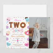Invitation Deux doux anniversaire, 2e anniversaire Photo Girl (Devant / Derrière)