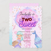 Invitation Deux doux cupcake arc-en-ciel sirène 2e enfant ann (Devant / Derrière)