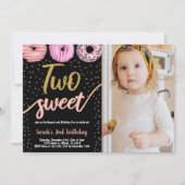 Invitation Deux doux Gold Black Photo Donut Anniversaire (Devant)