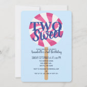 Invitation Deux doux Lollipop mignon enfants deuxième anniver (Devant)