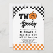 Invitation Deux Éffrayant Fun Retro Halloween 2e fête d'anniv (Devant)