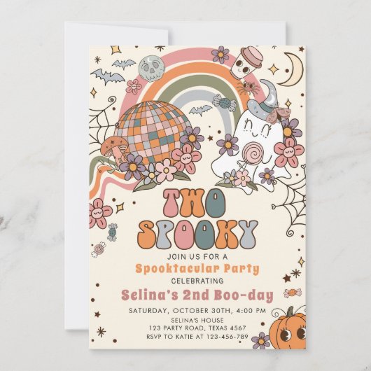 Invitation Deux Éffrayant Ghost Halloween 2e anniversaire (Devant)