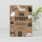 Invitation Deux Éffrayant Ghost Halloween 2e fête d'anniversa (Debout devant)