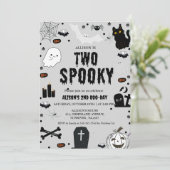 Invitation Deux Éffrayant Ghost Halloween 2e fête d'anniversa (Debout devant)