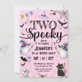 Invitation Deux Éffrayant Ghost Pink Halloween 2e anniversair (Devant)