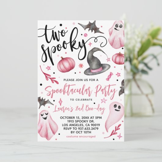 Invitation Deux Éffrayant Halloween 2e Anniversaire Invitatio (Debout devant)